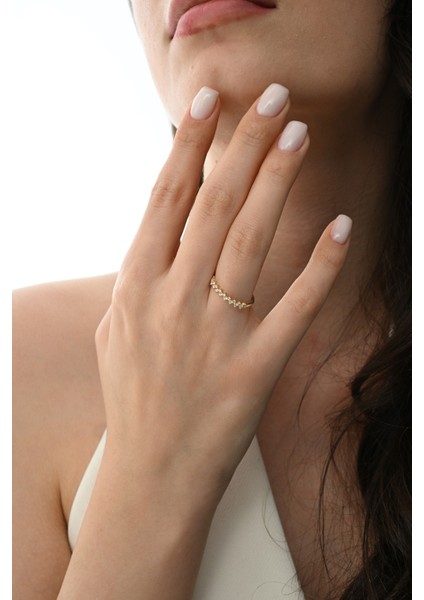 Gümüş Altın Yaldızlı Zirkon Taşlı Zikzak Modeli Luna Yüzük fırsatları