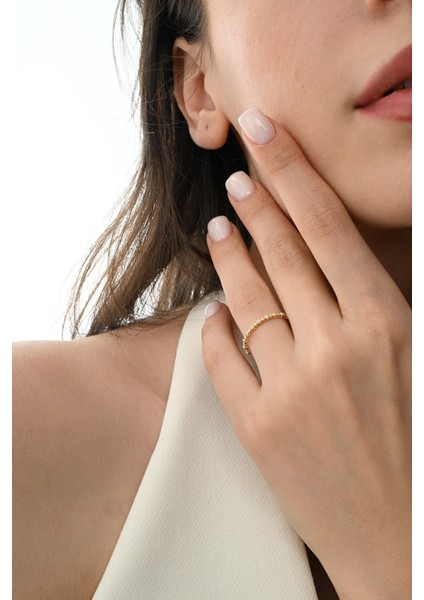 Gümüş Altın Yaldızlı Zirkon Taşlı Zen Işıltı Yüzük