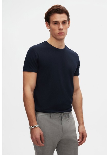 Slim Fit Lacivert T-shirt 4HC141996753M