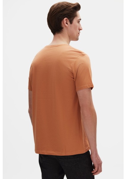 Slim Fit Tarçın Bisiklet Yaka Pamuklu Nefes Alabilen T-Shirt 4HC141996753M modelleri
