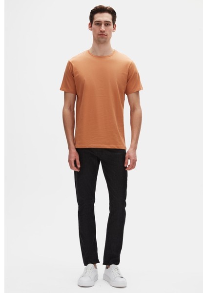 Slim Fit Tarçın Bisiklet Yaka Pamuklu Nefes Alabilen T-Shirt 4HC141996753M fırsatları