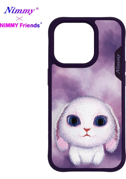 iPhone 15 Pro Uyumlu 3D Göz Mor Tavşan Detaylı Nakış İşlemeli Kabartmalı Big Eyes Kılıf