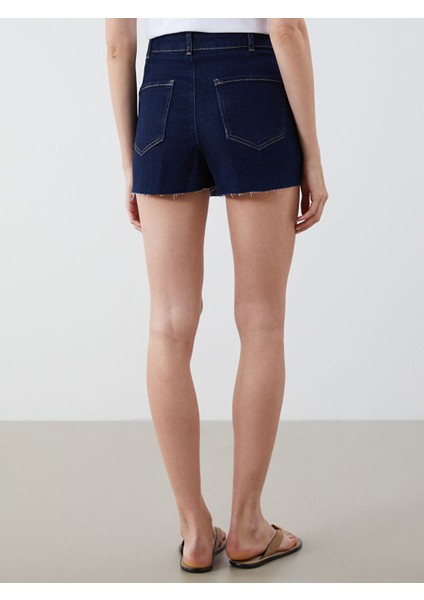 Yeni Sezon Standart Fit Pileli Jean Sort Etek - S5PY34Z8