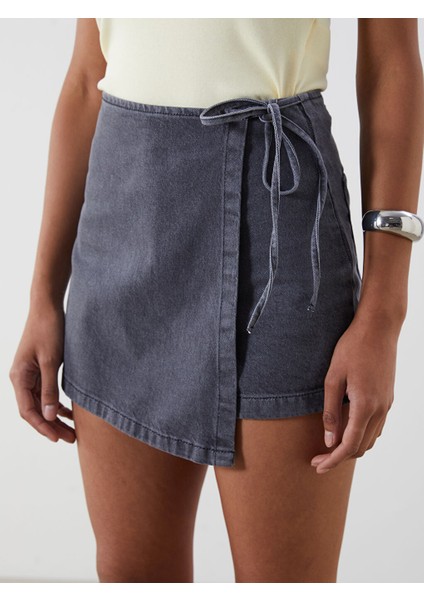 Yeni Sezon Beli Baglamali Kadin Jean Sort Etek - S5QN16Z8 modelleri