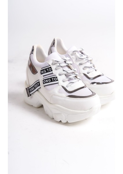TONG82 Gizli Topuk Beyaz Kadın Spor Ayakkabı C-4 modelleri