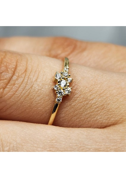 Gümüş Yüzük - Minimal Signity Swaroski (Zirkon) Taşlı Minimal Modern Tasarım 925 Ayar Gümüş Yüzük