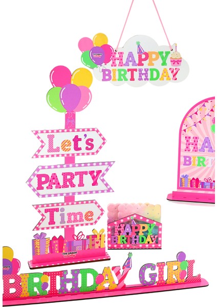 Pembe Happy Birthday Parti Seti Doğum Günü Parti Seti Doğum Günü Arka Plan Doğum Günü Süs