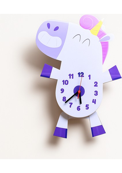 Unicorn Tasarım Sarkaç Duvar Saati - Çocuk Odası Dekorasyon Saat - Sessiz Akar Çocuk Saati indirimleri