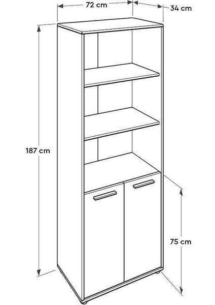 Adore Newyork 5 Katlı Kilitli 2 Kapaklı Kitaplık - Tori