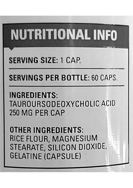 Tudca Liver Support Bile Salt 250 mg 60 Caps fiyatları