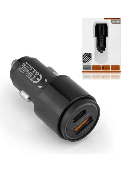 45W Pd USB Oto Şarj Kafa Hızlı Şarj Çakmaklık Adaptörü, Usb-C ve Usb-A Çıkışlı, Iphone ve Android Uyumlu ( )