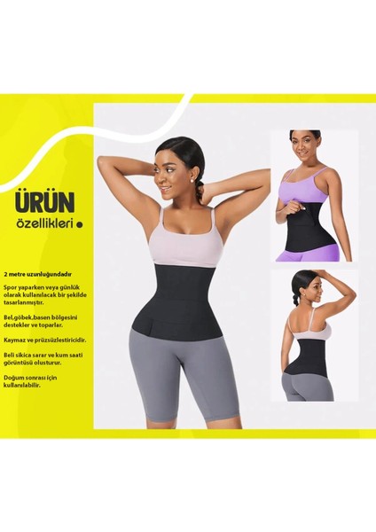 Kadın Uzun Bel Korse, Ayarlanabilir, Siyah, 2 Metre, İnceltici, Kum Saati Formlu fiyatları