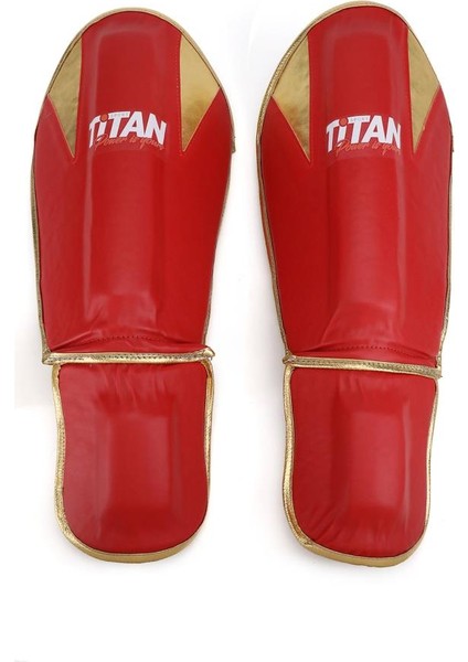 Parlak Kırmızı - Altın (Gold) Muay Thai, Kick Boks Kaval Koruyucu