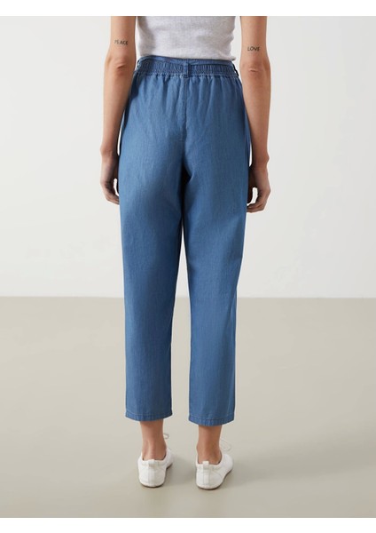 Lcw Grace Mavi Beli Lastikli Straight Fit Kadın Jean Pantolon indirimleri