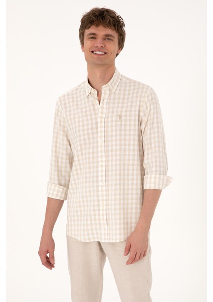 Erkek Camel Gömlek Desenli 50300199-VR015