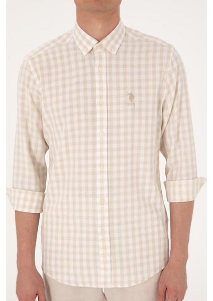 Erkek Camel Gömlek Desenli 50300199-VR015