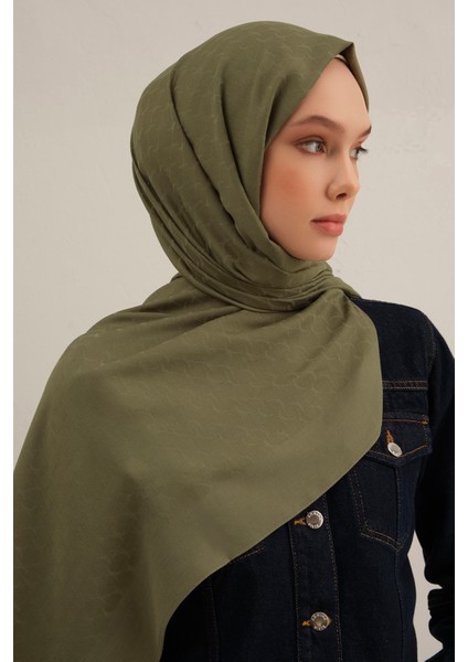 Haki Link Desen Bambu Cotton Şal 49