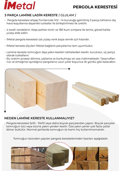 Ahşap Pergola Seti Iki Bölümlü 90 x 90 mm Ahşaplar Dahil