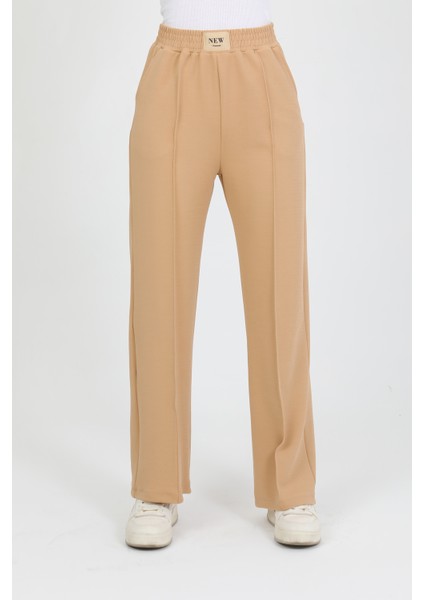 Beli Lastikli Yüksek Bel Geniş Paça Palazzo Kadın Rahat Kumaş Pantolon 2373 indirimleri