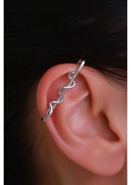 14 Ayar Altın Yılan Industrial Earcuff