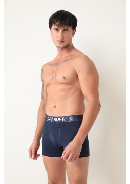 Classics- Premium Pamuklu Likralı Erkek Boxer 3 Adet Siyah Lacivert Gri Renk