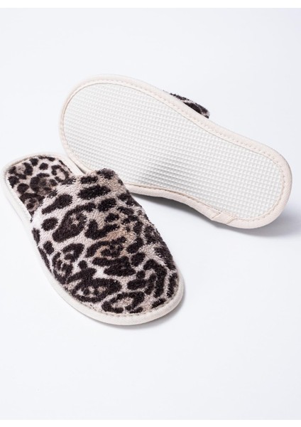 Leopar Desen Havlu Terlik Kaymaz İnce Taban modelleri