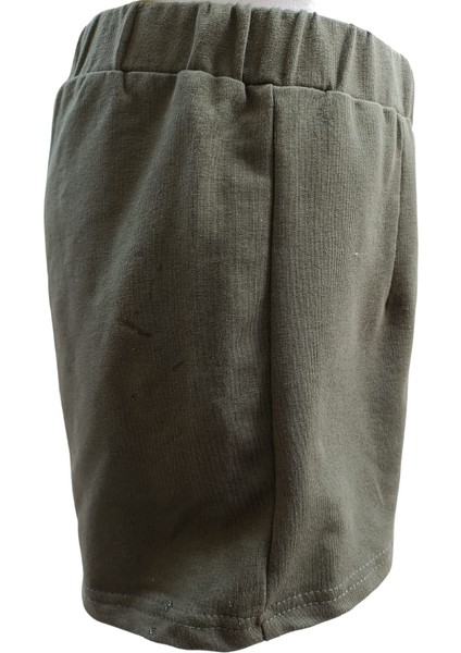 Kız Çocuk Şort Sol Yanda Aksesuar Düğmeli Haki Renkli %100 Pamuk fiyatları