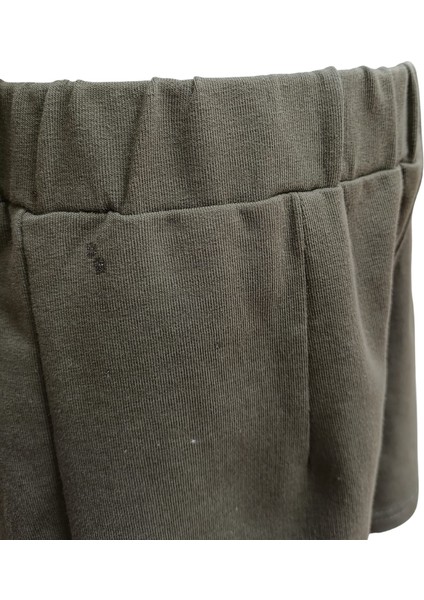 Kız Çocuk Şort Sol Yanda Aksesuar Düğmeli Haki Renkli %100 Pamuk