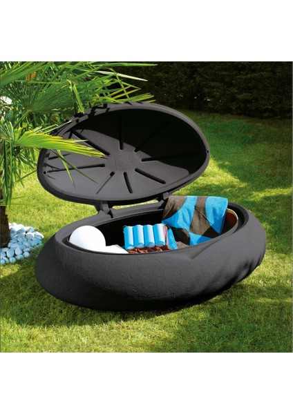 Tao Siyah Renk Çakıl Taşı Şeklinde Bahçe Sandığı fiyatları