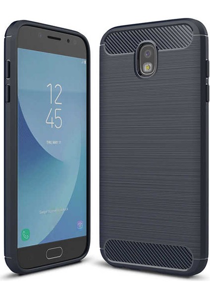 Samsung Galaxy J5 Pro ile Uyumlu Kamera Korumalı Darbe Önleyici Carbon Brushed Silikon Kılıf