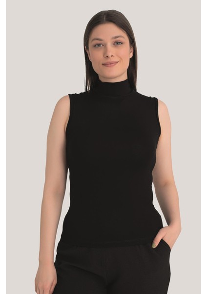 Kadın Siyah Balıkçı Yaka Kolsuz Body 3'lü Paket modelleri