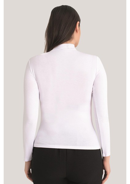Kadın Beyaz - Siyah Balıkçı Yaka Uzun Kollu Body 2'li Paket fırsatları