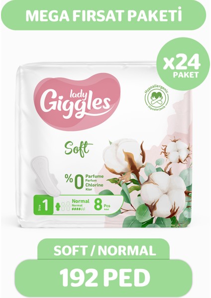Lady Soft Hijyenik Ped Normal Mega Fırsat Paketi 192 Adet