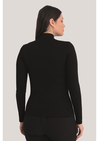 Kadın Siyah Balıkçı Yaka Uzun Kollu Body 3 Adet