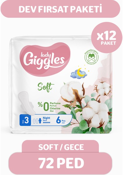 Lady Soft Hijyenik Ped Gece 72 Adet