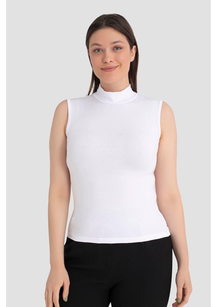 Kadın Beyaz Balıkçı Yaka Kolsuz Body 3'lü Paket