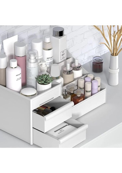 2 Adet Rose Makyaj Organizer - Çekmeceli Katlı Kozmetik Parfüm Krem Serum Düzenleyici çok gözlü fiyatları
