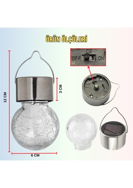 Solar Bahçe Lambası,kırık Cam Desenli Kristal Top,sarı IŞIK,200 Mah,bahçe,ev,etkinlik DEKORASYON,042 indirimleri
