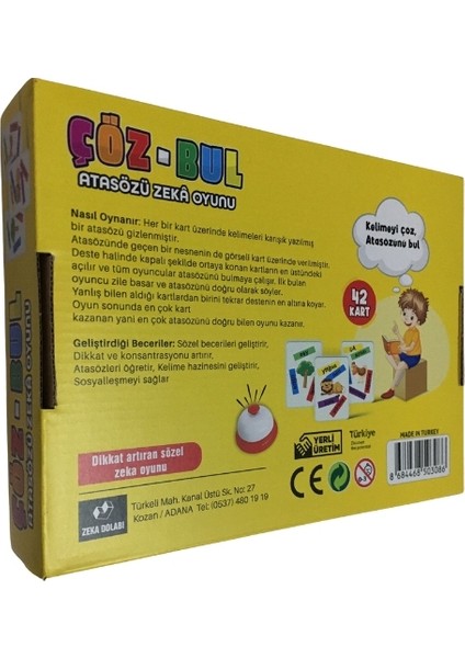 Çöz - Bul ( Atasözleri - Eğitici Zeka Oyunu - Aile Kutu Oyunu - Oyuncak ) fiyatları