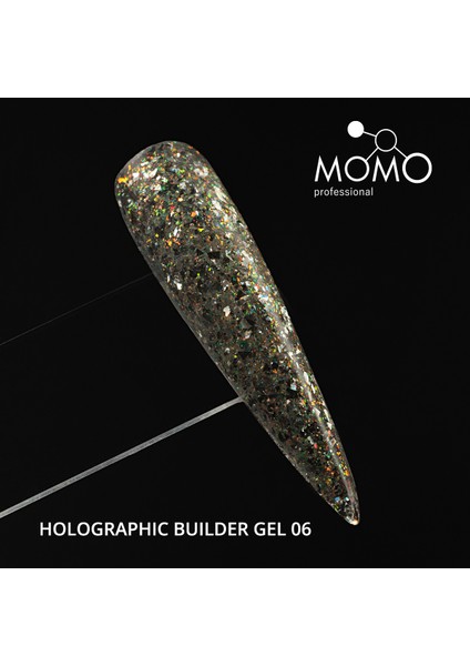 Holographic Builder Gel, Nail Art Için Protez Tırnak Jeli No.06, Glitter Turuncu Simli, 10 gr