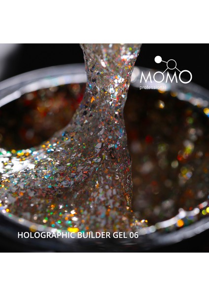 Holographic Builder Gel, Nail Art Için Protez Tırnak Jeli No.06, Glitter Turuncu Simli, 10 gr
