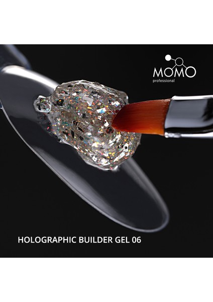 Holographic Builder Gel, Nail Art Için Protez Tırnak Jeli No.06, Glitter Turuncu Simli, 10 gr