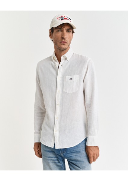 Erkek Beyaz Regular Fit Düğmeli Yaka Gömlek 3250082.110