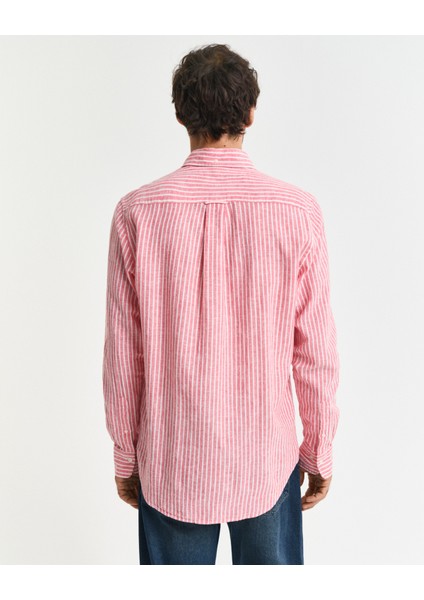 Erkek Kırmızı Regular Fit Düğmeli Yaka Çizgili Gömlek 3250038.643 modelleri