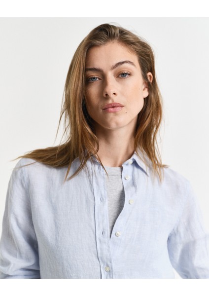 Kadın Mavi Regular Fit Klasik Yaka Gömlek 4300477.455