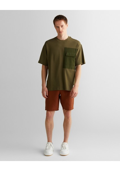 Erkek Yeşil Relaxed Fit Bisiklet Yaka Logolu T-Shirt 2325137T.301 modelleri