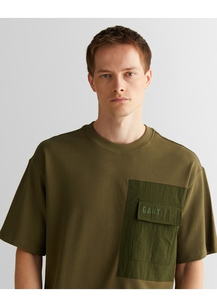 Erkek Yeşil Relaxed Fit Bisiklet Yaka Logolu T-Shirt 2325137T.301 fırsatları
