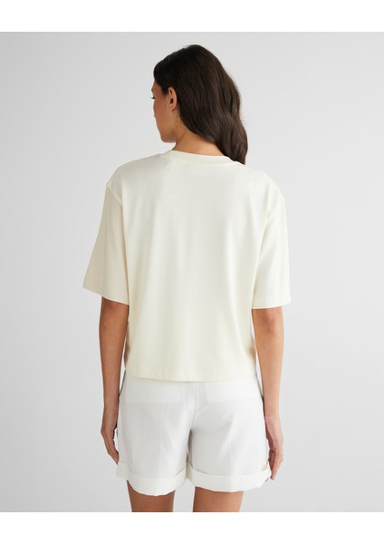 Kadın Beyaz Bisiklet Yaka Renk Bloklu T-Shirt 42325131T.130 fiyatları