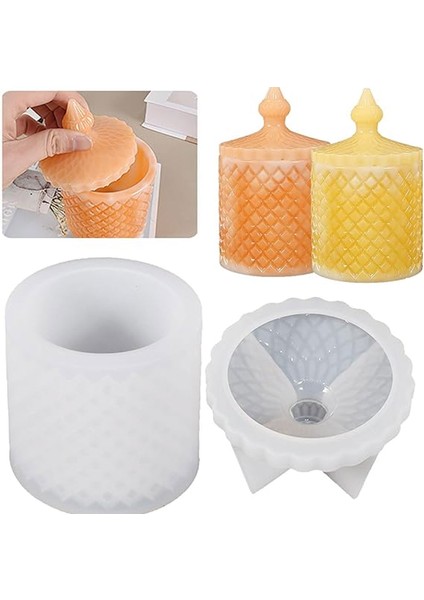 Silikon Epoksi Taş Tozu Geometrik Desen Mücevher ve Saklama Kutusu ve Mumluk Kalıbı