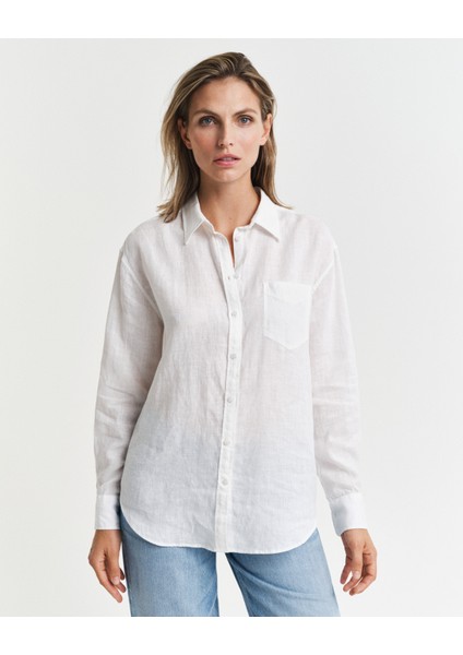 Kadın Beyaz Relaxed Fit Klasik Yaka Gömlek 4300479.110